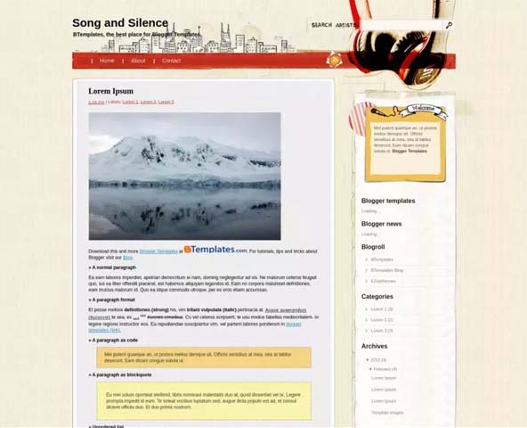 Song and Silence blogger template